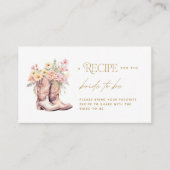 ブーツフローラフラワーズレシピ女性のカーボーイブライダルシャワー エンクロージャーカード (正面)