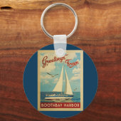 ブーツベイハーバーセールボートヴィンテージトラベルメイン キーホルダー (正面)