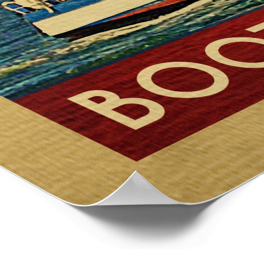 ブーツベイハーバーセールボートヴィンテージトラベルメイン ポスター (角)