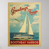 ブーツベイハーバーセールボートヴィンテージトラベルメイン ポスター (正面)