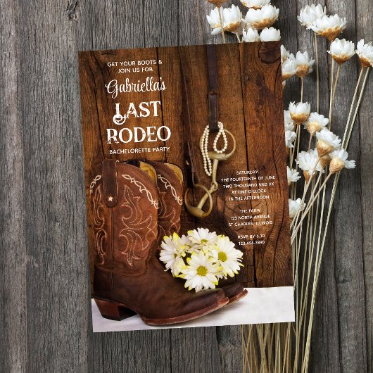ブーツホワイトデイジーラストロデオバチェロレッテ 招待状