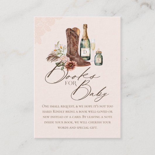 ブーツボトルウエスタンベビーシャワーブックベビー エンクロージャーカード (正面)