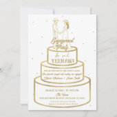 ブーツラブ&バタークリームケーキウェスタン婚約 招待状 (正面)