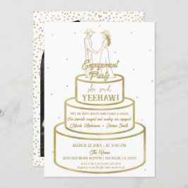 ブーツラブ&バタークリームケーキウェスタン婚約 招待状