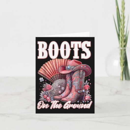 ブーツ上のグランドブートカウボーイウェスタン女性のカーボーイ私 カード (正面)