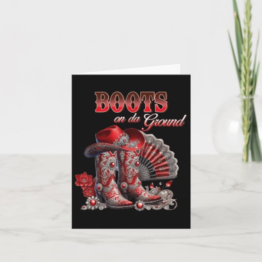 ブーツ上のグランドブートカウボーイウェスタン女性のカーボーイ私 カード (正面)