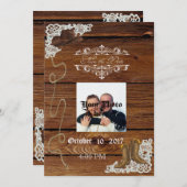 ブーツ及びレース素朴な木保存日付 セーブザデート (正面/裏面)