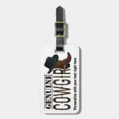 ブーツ及び帽子を持つ押された本物の女性のカーボーイ ラゲッジタグ (正面縦)