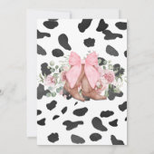 ブーツ及び泡状ピンク牛パターンブライダルシャワー 招待状 (裏面)