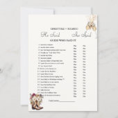 ブーツ彼は彼女はブライダルシャワーゲームカードと言った 案内状 (正面)