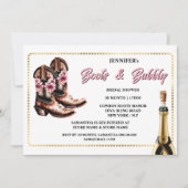 ブーツ泡立つピンクの金ゴールド女性のカーボーイブーツフローラシック 招待状 (正面)