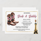 ブーツ泡立つピンクの金ゴールド女性のカーボーイブーツフローラシック 招待状 (正面/裏面)