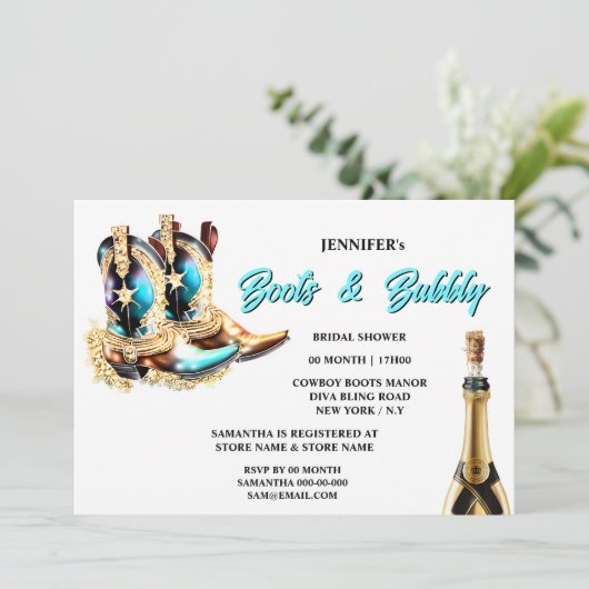 ブーツ泡立つファンタジー女性のカーボーイブーツ光沢のある西 招待状 (スタンド正面)