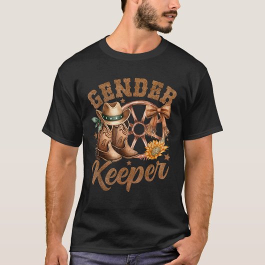 ブーツ派?弓派?ジェンダーリビールパーティー装飾品 性別お守り Tシャツ (正面)