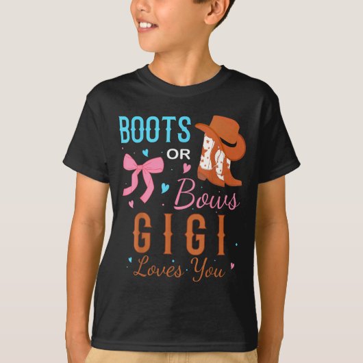 ブーツ派?弓派?Gigi Loves You 性別発表パーティー Tシャツ (正面)