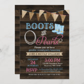 ブーツ素朴または真珠ジェンダーが赤ちゃんシャワーを明かす 招待状 (正面/裏面)