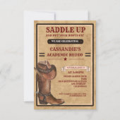 ブーツ素朴ウエスタンカウボーイ卒業 招待状 (正面)