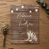 ブーツ素朴カウボーイ女性のカーボーイフローラライト結婚ズ 招待状