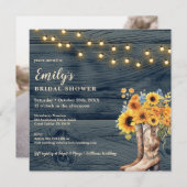 ブーツ素朴サンフラワーブライダルシャワー招待 招待状 (正面/裏面)