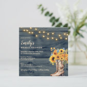 ブーツ素朴サンフラワーブライダルシャワー招待 招待状 (スタンド正面)