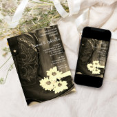 ブーツ素朴デイジーウェスタン婚約パーティセピア 招待状