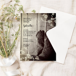 ブーツ素朴フラワーズカントリー西ベビーシャワー 招待状