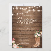 ブーツ素朴フローラストリングライト卒業パーティー 招待状 (正面)