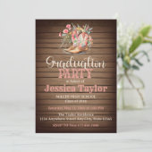 ブーツ素朴フローラピンク女性のカーボーイ卒業パーティー 招待状 (スタンド正面)