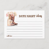 ブーツ素朴ブライダルシャワー花嫁デイトナイトアイディア アドバイスカード (正面)