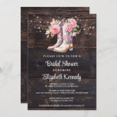 ブーツ素朴女性のカーボーイウェスタンブライダルシャワー 招待状 (正面/裏面)