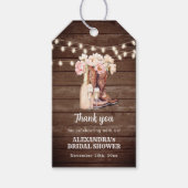 ブーツ素朴女性のカーボーイブライダルシャワーありがとう ギフトタグ (正面)