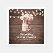 ブーツ素朴女性のカーボーイブライダルシャワーありがとう スタンダードカクテルナプキン (正面)