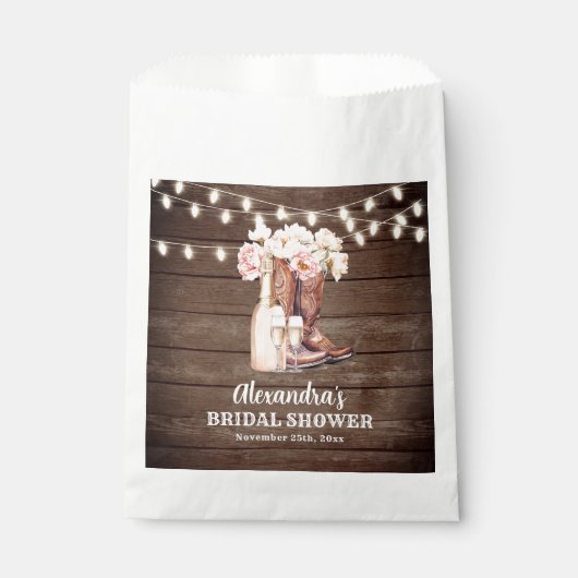 ブーツ素朴女性のカーボーイブライダルシャワーありがとう フェイバーバッグ (正面)