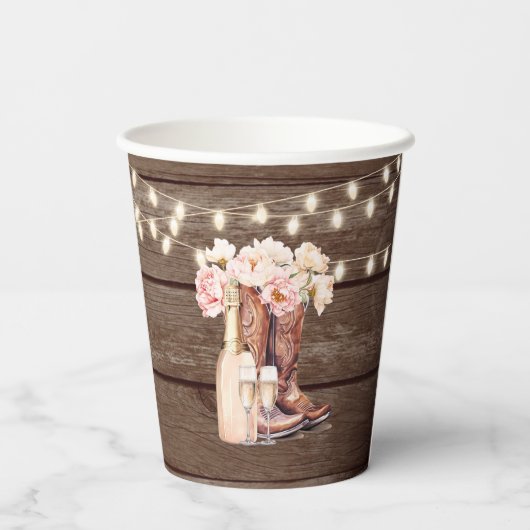 ブーツ素朴女性のカーボーイブライダルシャワーありがとう 紙コップ (裏面)