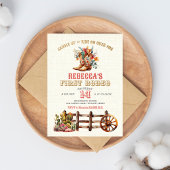 ブーツ素朴女性のカーボーイ1stロデオ誕生日招待状 招待状