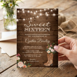 ブーツ素朴女性のカーボーイSweet sixteen16招待状 招待状