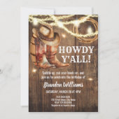 ブーツ素朴&ハット誕生日パーティーカントリー 招待状 (正面)
