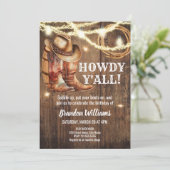 ブーツ素朴&ハット誕生日パーティーカントリー 招待状 (スタンド正面)