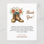 ブーツ素朴&バブリーブライダルシャワーサンキューカード (正面)