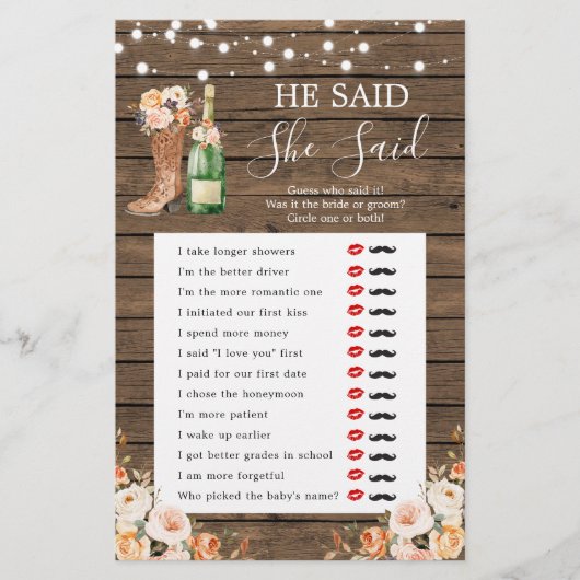 ブーツ素朴&バブリー彼は彼女はゲームを言った (正面)