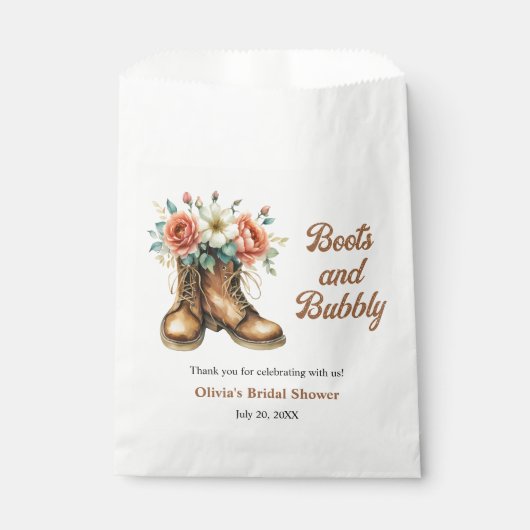 ブーツ素朴&バブリー西ブライダルシャワー フェイバーバッグ (正面)