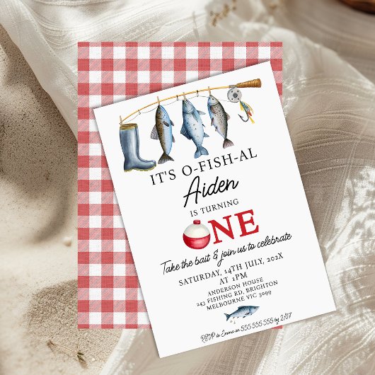 ブーツ魚釣りロッドO-Fish-AL第1誕生日 招待状