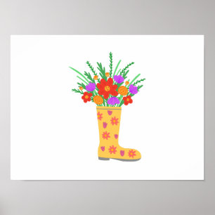 ブーツ鮮やかに植物を着色する ポスター