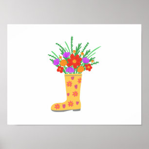 ブーツ鮮やかに植物を着色する ポスター