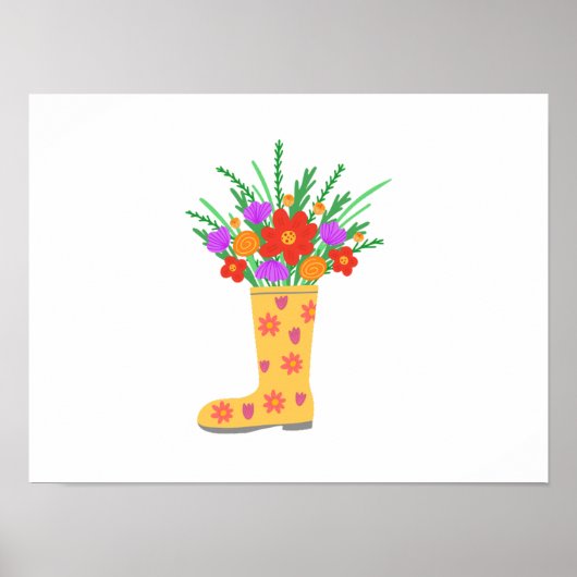 ブーツ鮮やかに植物を着色する ポスター (正面)