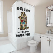 ブーツ&きらきら光るそれが女性のカーボーイの事 シャワーカーテン (インサイチュ)