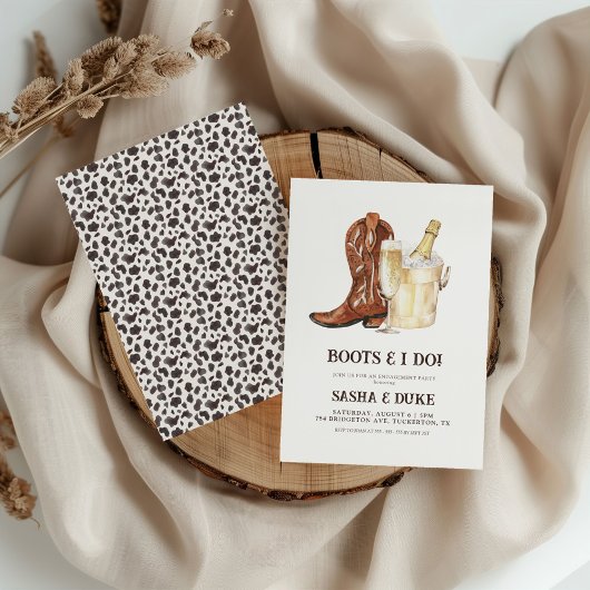 ブーツ&アイドウェスタン素朴婚約パーティ 招待状