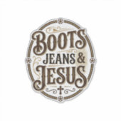 ブーツ ジーンズ & イエス ヴィンテージ ウエスタン 信仰 シール (正面)
