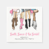 ブーツ、ドリンク、お嬢さん  ブライズパーティー スタンダードカクテルナプキン (正面)