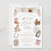 ブーツ&ハッツワイルドウェスト西女性のカーボーイベビーシャワー 招待状 (正面)